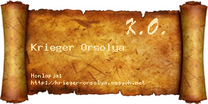 Krieger Orsolya névjegykártya